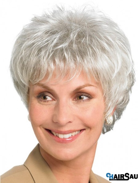 6 inch Straight Lace Front Synthetic Ideal Grey Wigs