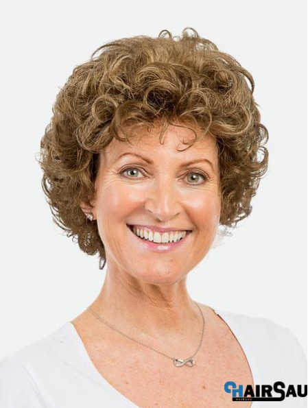 8 inch Monofilament Synthetic Short Brown Curly Amazing Bob Women Wigs