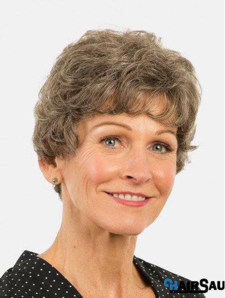 Short Monofilament Layered Brown 8 inch Curly Synthetic Wigs