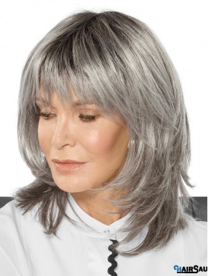 Synthetic Layered Fabulous Grey Hair Wigs