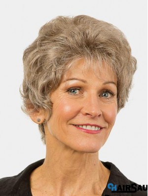 Wavy Brown Monofilament Synthetic Layered 8 inch Modern Short Wigs