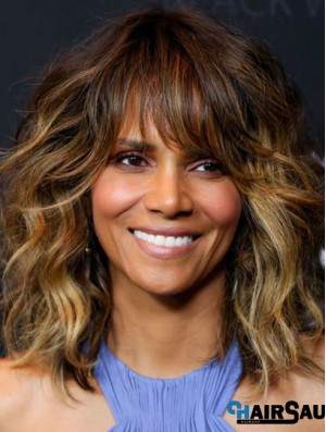 Wavy Capless Shoulder Length With Bangs  Wigs