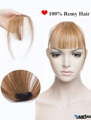 Clip in Fringe Human Hair Light Bangs Straight