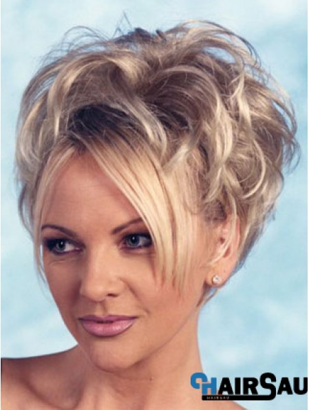 Curly Synthetic Blonde Short Fashion 3/4 Wigs