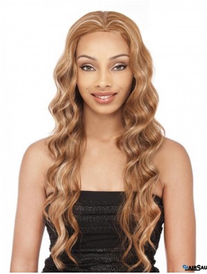 Wavy Brazilian Remy Hair Blonde Long Soft 3/4 Wigs