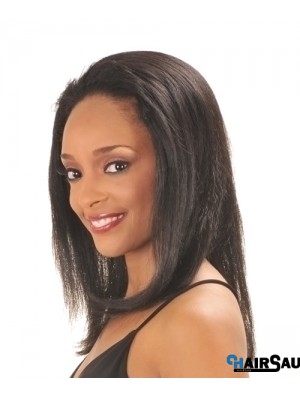 Capless Black Straight Long Indian Remy Human Hair Half Wig