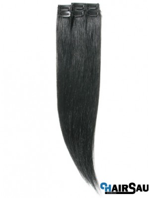 Amazing Black Straight Remy Human Hair Clip In Hair Extensions