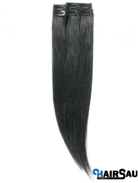 Amazing Black Straight Remy Human Hair Clip In Hair Extensions