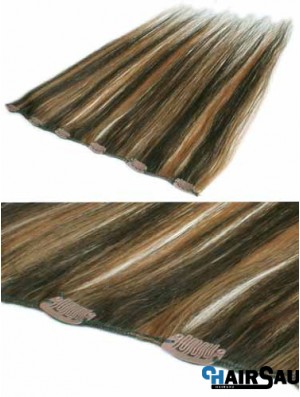 Fashion Brown Straight Remy Human Hair Clip In Hair Extensions