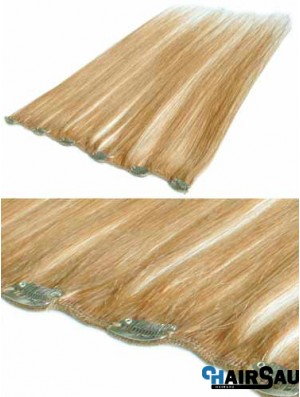 Suitable Blonde Straight Remy Human Hair Clip In Hair Extensions