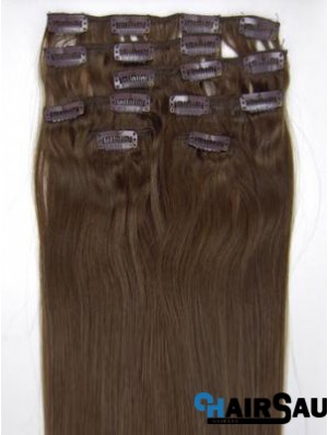 Perfect Brown Straight Remy Human Hair Clip In Hair Extensions