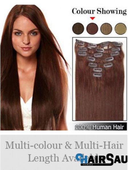 Hairstyles Auburn Straight Remy Human Hair Clip In Hair Extensions