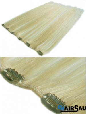 Designed Blonde Straight Remy Human Hair Clip In Hair Extensions