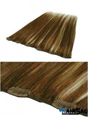 Beautiful Brown Straight Remy Human Hair Clip In Hair Extensions