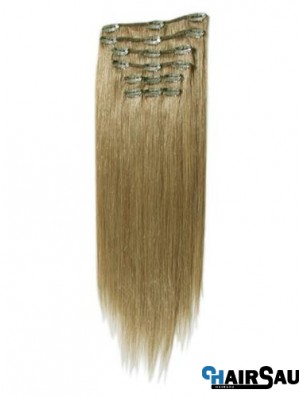 Natural Brown Straight Remy Human Hair Clip In Hair Extensions