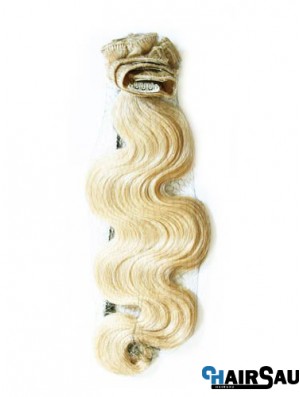 Stylish Blonde Wavy Remy Human Hair Clip In Hair Extensions