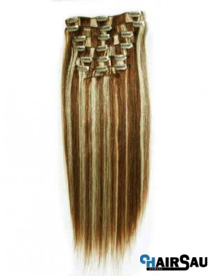 New Brown Straight Remy Human Hair Clip In Hair Extensions