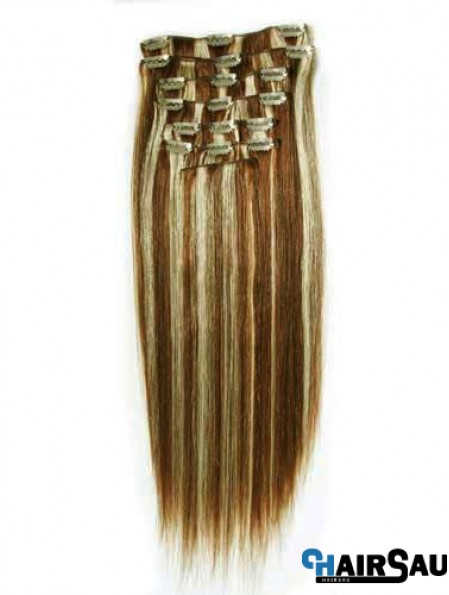 New Brown Straight Remy Human Hair Clip In Hair Extensions