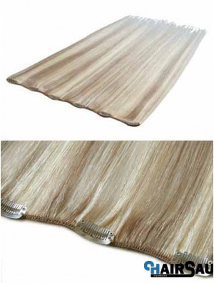 Convenient Blonde Straight Remy Human Hair Clip In Hair Extensions