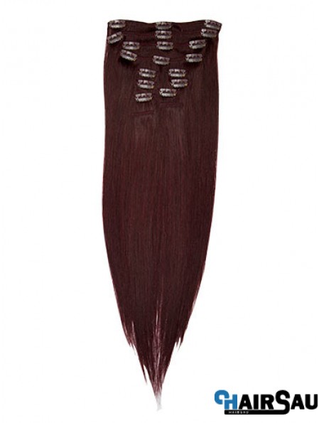 Fashionable Red Straight Remy Human Hair Clip In Hair Extensions