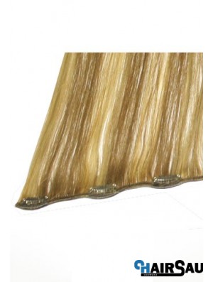 No-Fuss Blonde Straight Remy Human Hair Clip In Hair Extensions