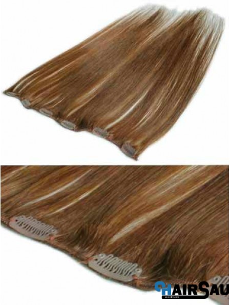 Comfortable Brown Straight Remy Human Hair Clip In Hair Extensions