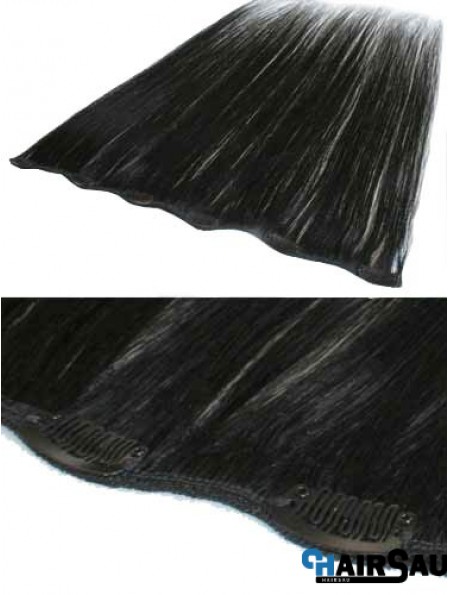 Popular Black Straight Remy Human Hair Clip In Hair Extensions