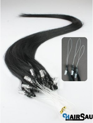 Fashionable Black Straight Micro Loop Ring Hair Extensions