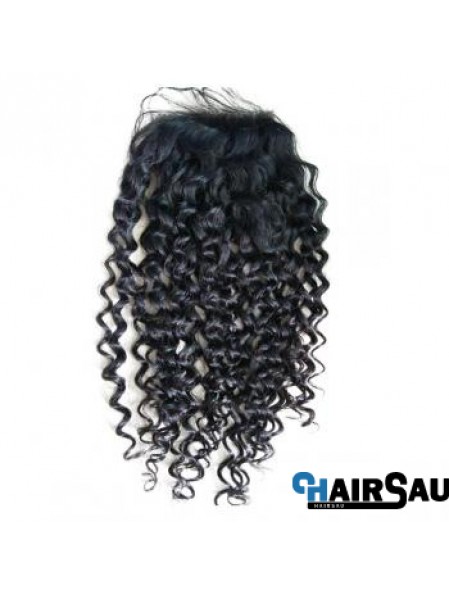 Lace Closures Curly Style Black Color Long Length With Remy