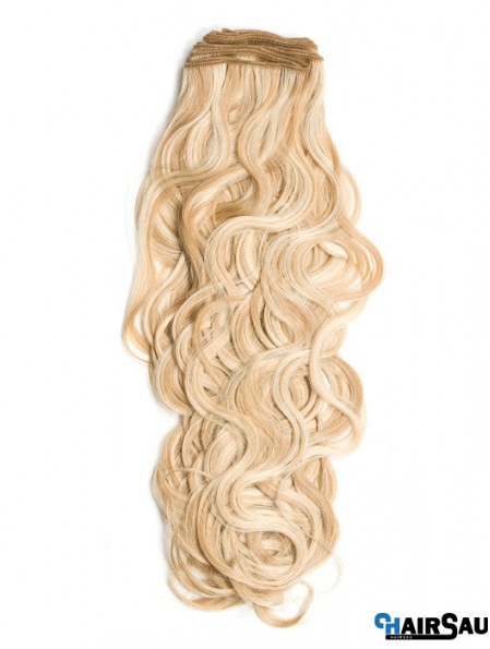 Curly Remy Human Hair Blonde Stylish Weft Extensions