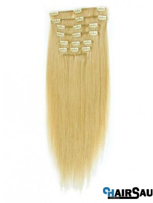 Suitable Blonde Straight Remy Human Hair Clip In Hair Extensions