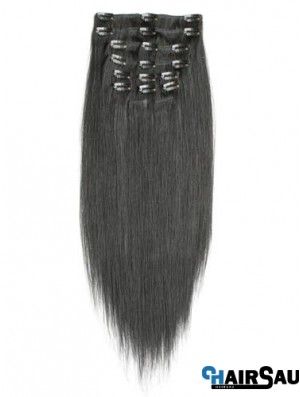 Incredible Black Straight Remy Human Hair Clip In Hair Extensions