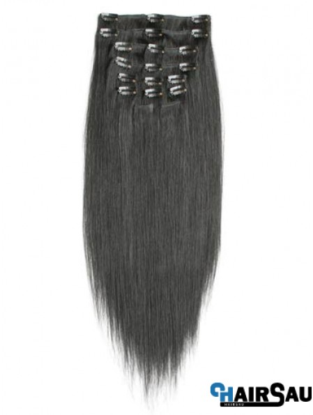 Incredible Black Straight Remy Human Hair Clip In Hair Extensions