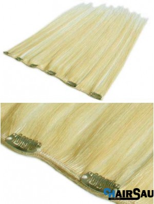 Cheapest Blonde Straight Remy Human Hair Clip In Hair Extensions