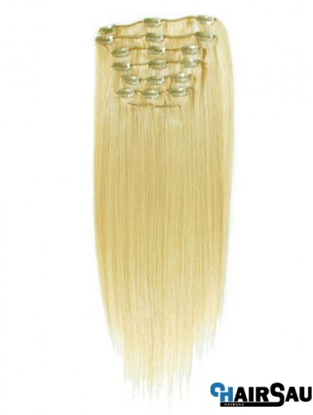 Style Blonde Straight Remy Human Hair Clip In Hair Extensions