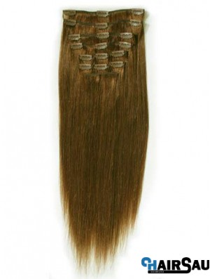 Ideal Brown Straight Remy Human Hair Clip In Hair Extensions