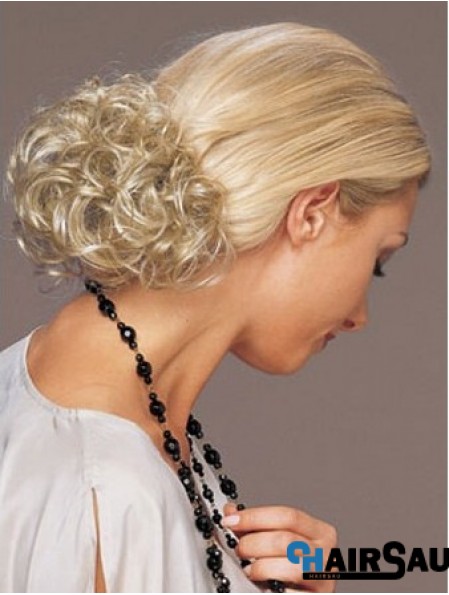 Ideal Blonde Curly Synthetic Clip In Hairpieces