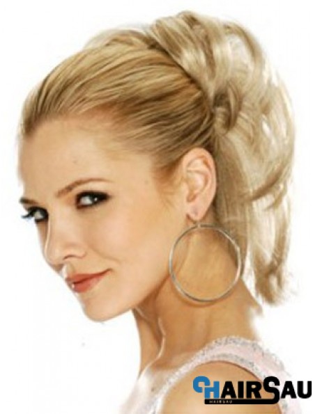 Hairpieces Clip In Blonde Color Straight Style With Synthetic