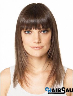 Clip In Hairpieces For Short Hair Brown Color Straight Style