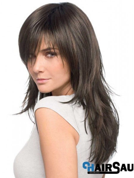 Realistic Brown Remy Human Hair Long Wigs