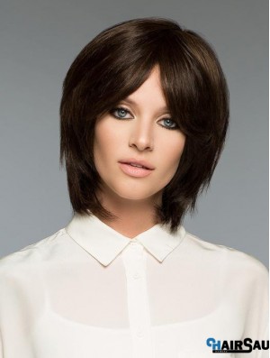 Brown Natural Straight Short Remy Human Hair Bob Wigs