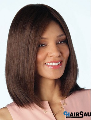 Brown Shoulder Length 14 inch Without Bangs Cheap Human Hair Wigs