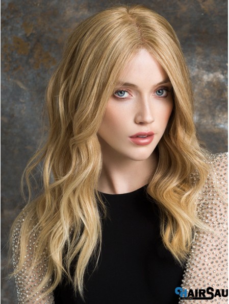 Long Lace Front Wigs Blonde Color Wavy Style Human Hair Wigs