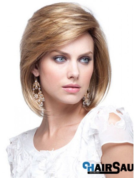 Human Hair Bob Wigs Chin Length Capless Blonde Color Bobs Cut