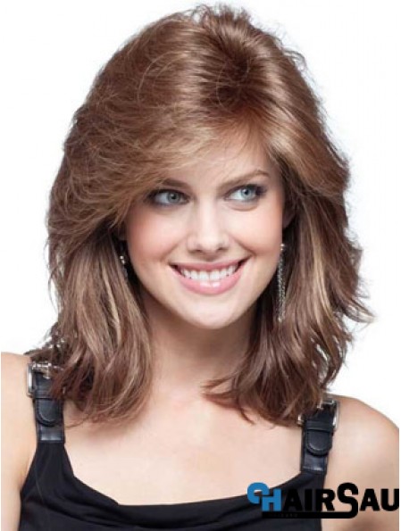 Flexibility Auburn Remy Human Hair Wigs Wavy