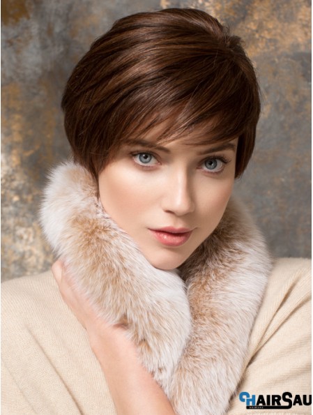 Short Straight Boycuts Auburn Designed 100% Hand-tied Wigs