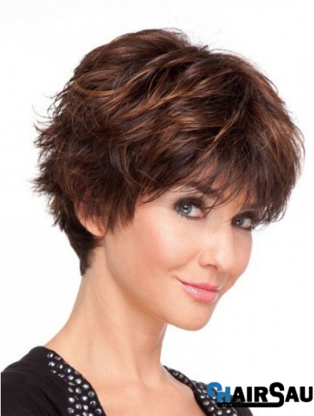 Remy Layered Short Wavy Human Hair Wigs