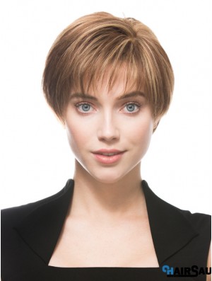 Monofilament Human 100% Hand Tied Boycuts Short Length Straight Style