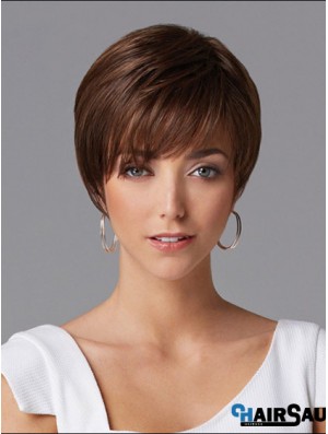 Hair Wigs For Women Cropped Length Straight Style Auburn Color