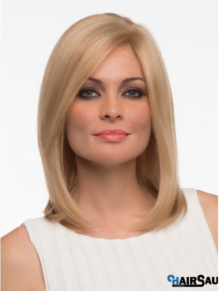 Straight Human Hair Straight Style Shoulder Length Blonde Color